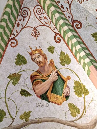 Das Deckengewölbe mit 4 ausgewählten Königen - hier David