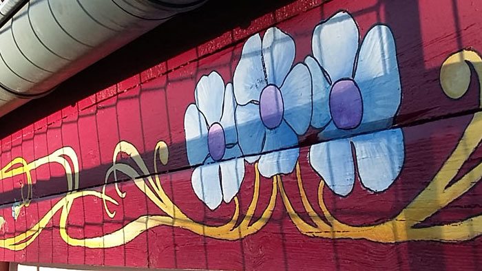 Fassadenmalerei mit Jugendstilmotiven