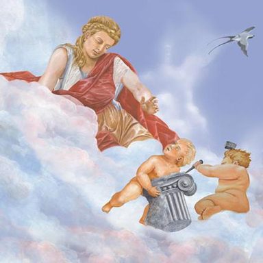 die "Bildhauerei" Deckengemälde mit den Musen der vier Künste, hier die Bildhauerei