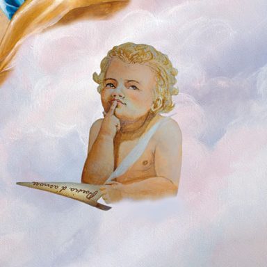 die "Dichtung" Deckengemälde mit den Musen der vier Künste, hier die Dichtung