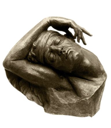 Bronzeskulptur "Ikarus". Dargestellt ist die Kopf-und Schulterpartie eines Verzweifelten.Wie der Name schon sagt, voll das Drama.