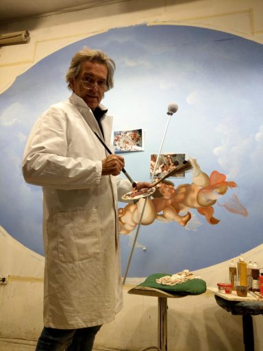 Atelierarbeit Die Anfertigung eines Deckengemäldes in unserem Atelier